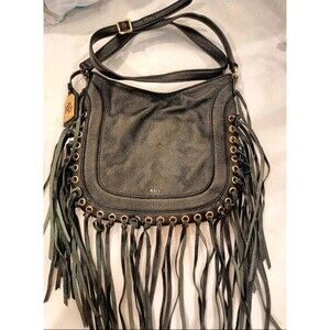 Ralph Lauren LARGE Leather 10x11.5 FRINGE Hobo Bag  Chic Bohemian